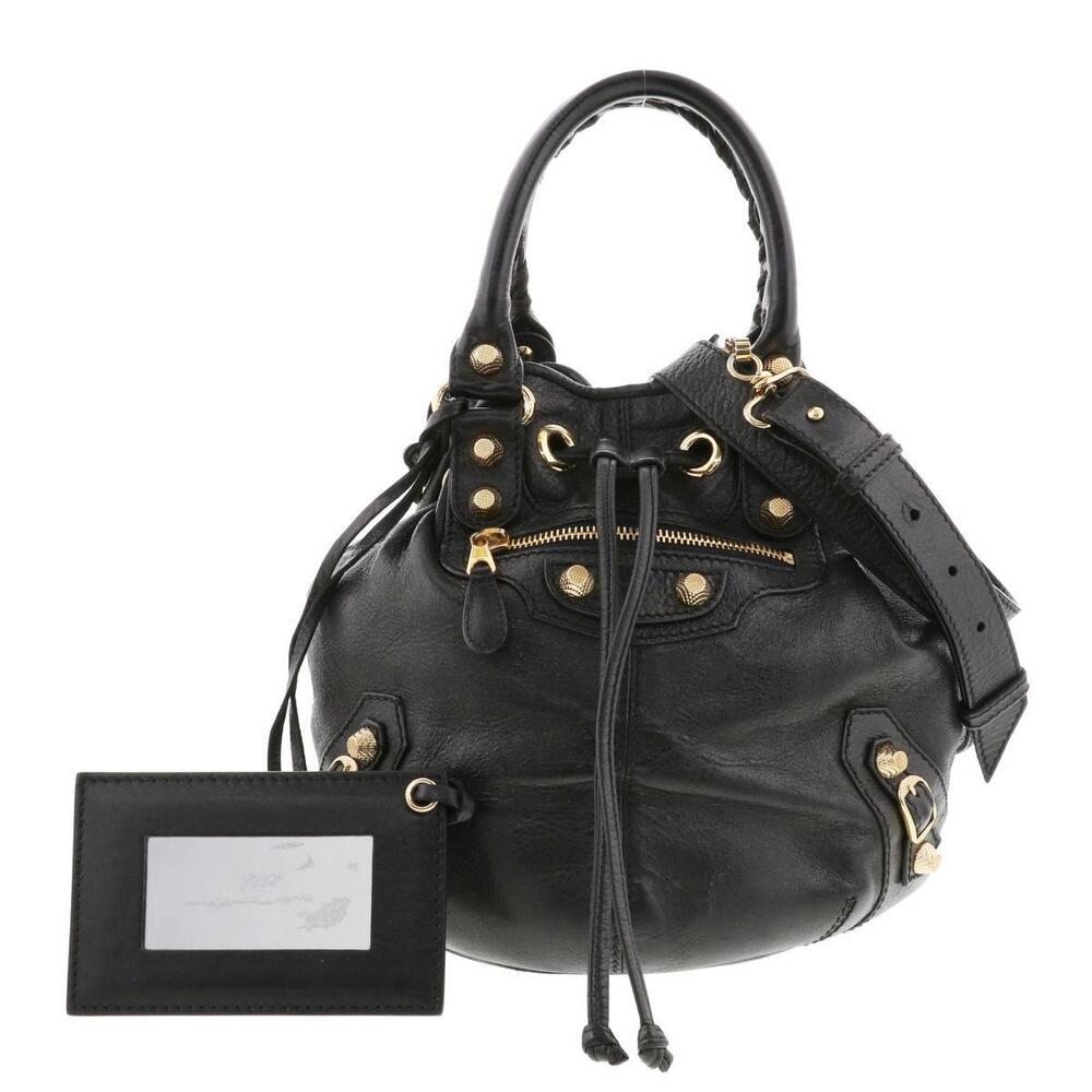 BALENCIAGA Giant Pom Shoulder Bag Black